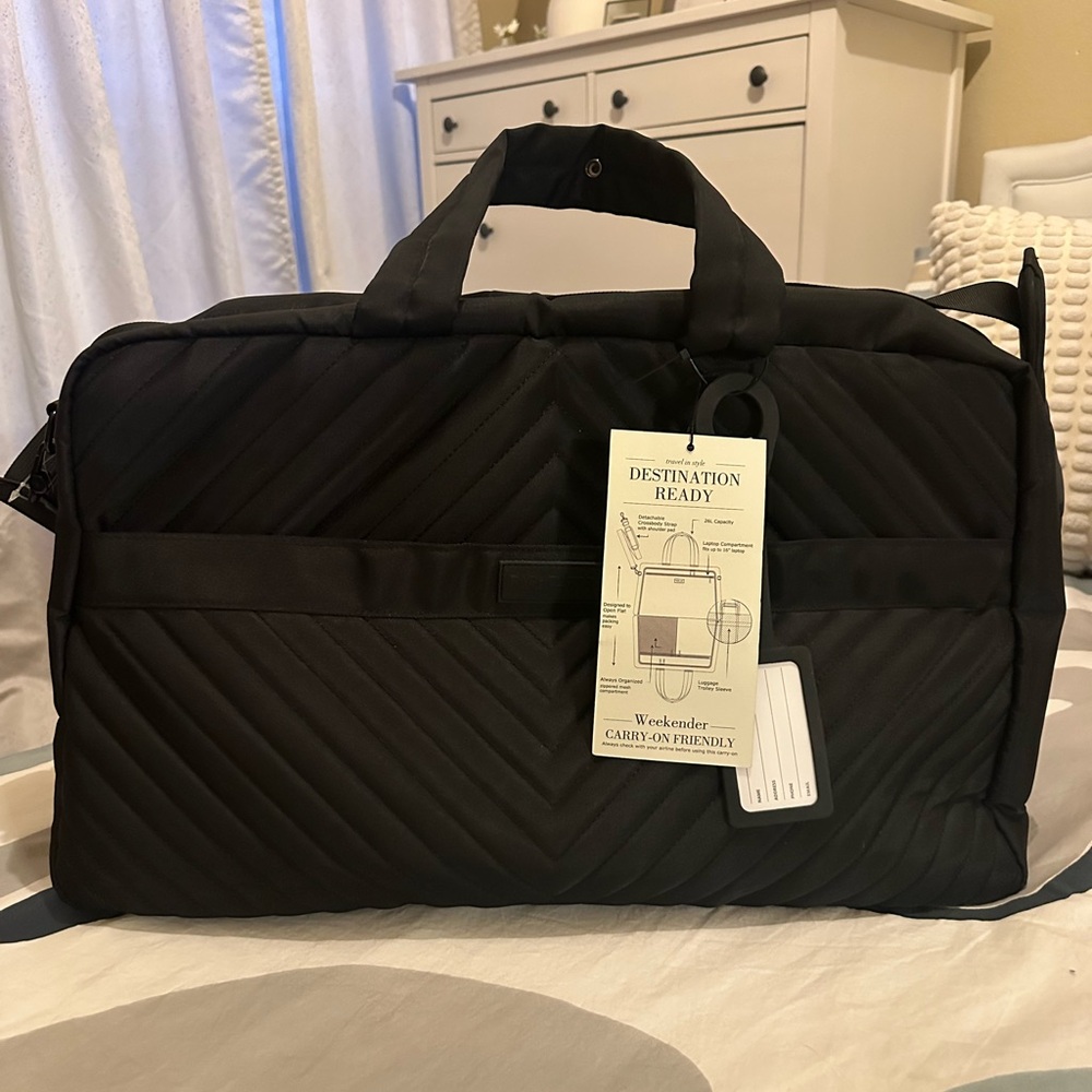 Rachel Zoe - Black Quilted Weekender Travel Bag
